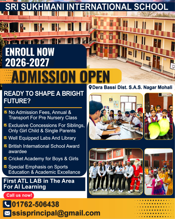 Sri Sukhmani International School Dera Bassi Admission